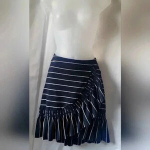 SIZE LG Moon River Striped Ruffle Hem Skirt Black & White